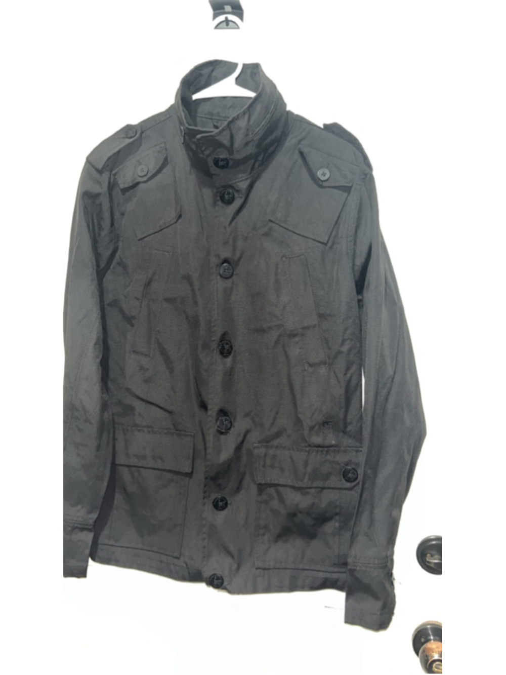 Men's KANE&UNKE Black Military & Field Jacket L with Red Accents